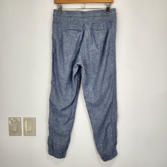 Athleta Cabo 100% Linen Jogger Pants Womens 6 Blue Pull On Casual‎ High Rise - Picture 2 of 10